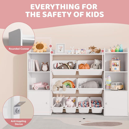 Xilingol Kids Toy Storage Organizer W/8 Removable Toy Bins, 4-Tier Toy Organizers W/6 Storage