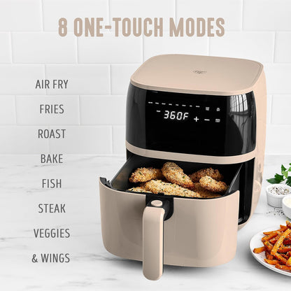 GreenLife Compact Electric Air Fryer Oven, 5.3 QT, PFAS-Free Ceramic Nonstick Drawer, 8 One Touch