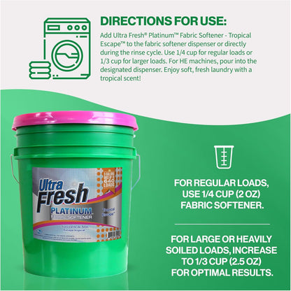 Ultra Fresh 5 Gallon Platinum Fabric Softener for All Machine Types, Liquid Laundry Softener, Up to