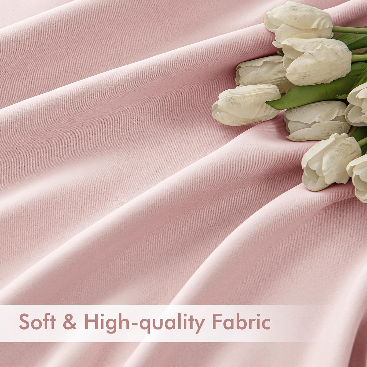 MIULEE Baby Pink Back Tab Blackout Curtains 108 Inch Long 2 Panels Set for Living Room Bedroom