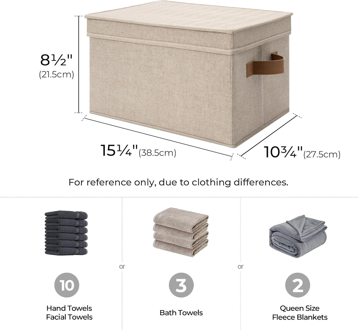StorageWorks Large Storage Bins with Lids, Decorative Storage Boxes with Lid and PU Handles