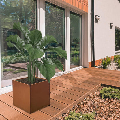 Corten Steel Planter Box Large Outdoor Planter Square Cube Planters Rustic Metal Garden Flower Pot
