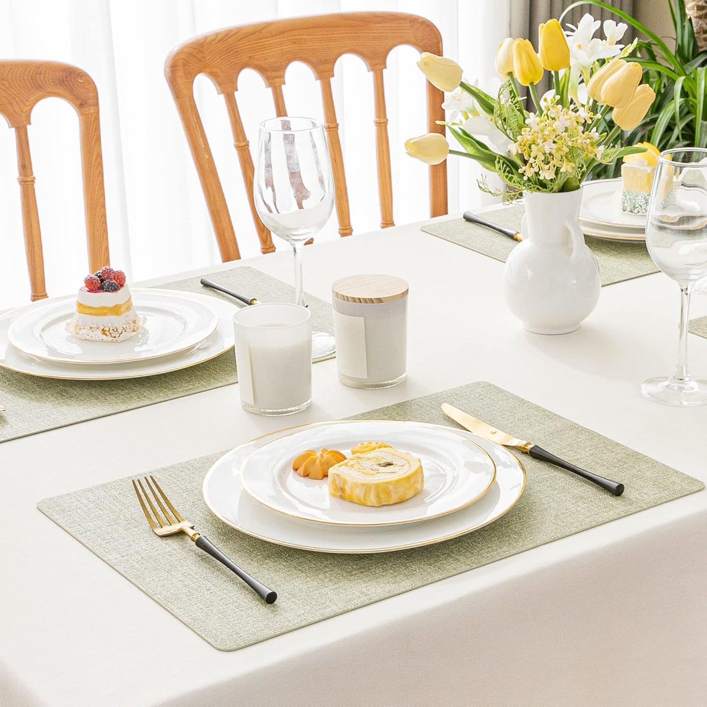 Romanstile Vinyl Placemats Set of 4-12 X 18 Inch - Heat Resistant Place Mats 100% Waterproof