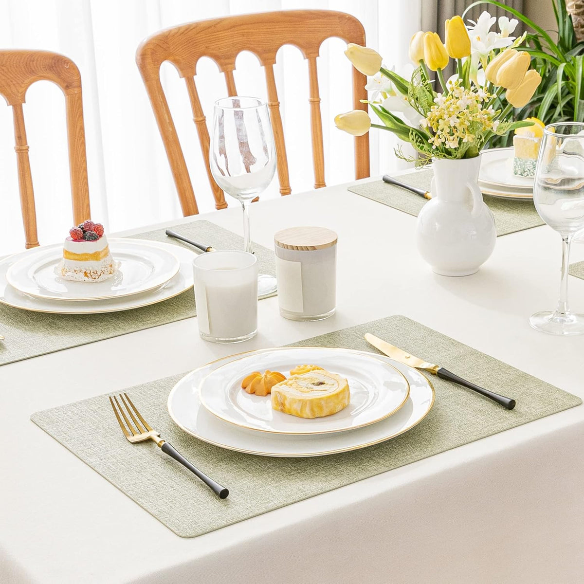 Romanstile Vinyl Placemats Set of 4-12 X 18 Inch - Heat Resistant Place Mats 100% Waterproof