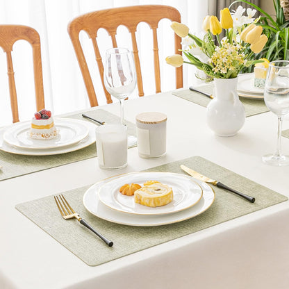 Romanstile Vinyl Placemats Set of 4-12 X 18 Inch - Heat Resistant Place Mats 100% Waterproof