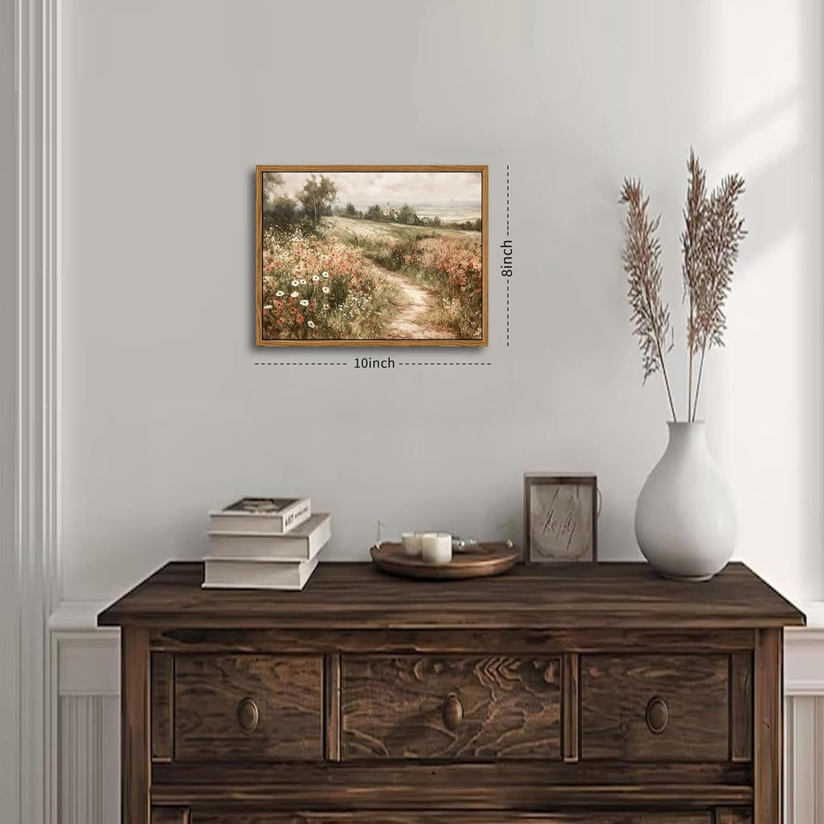 Vintage Framed Wall Art for Living Room – Vintage Wildflower Pictures Oil Paintings Canvas Prints