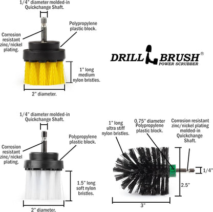 Variety Multi-Pack Drill Brush Attachments for Cleaning Car, Truck, Carpet, Boat, Bathroom