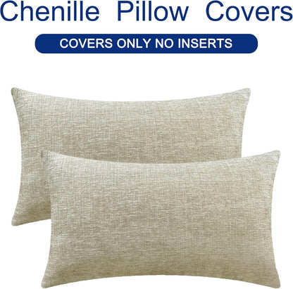 CaliTime Throw Pillow Covers Decorative 16 X 26 Inches Pack of 2 Cozy Chenille Cushion Cases for