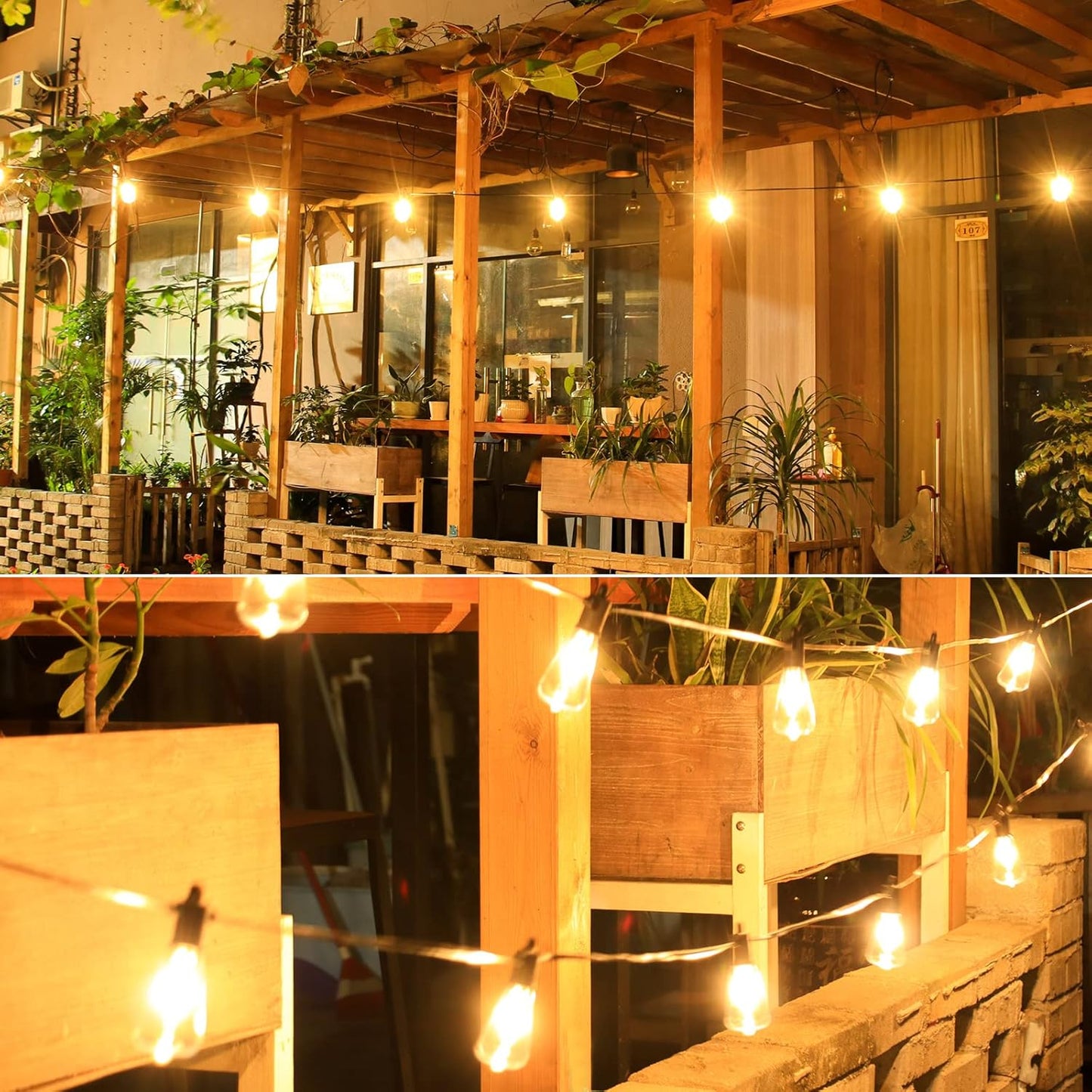 25ft Outdoor String Lights, LED Patio Hanging With 12 Shatterproof Bulbs, Waterproof ETL Listed