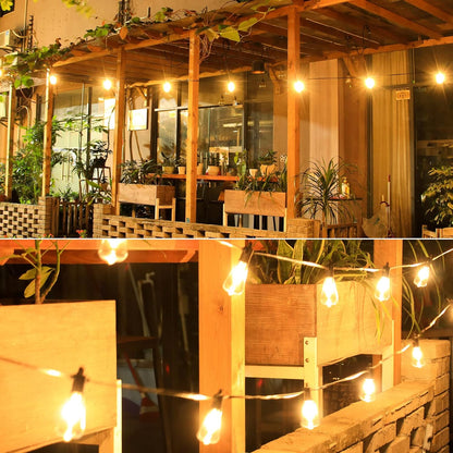 25ft Outdoor String Lights, LED Patio Hanging With 12 Shatterproof Bulbs, Waterproof ETL Listed