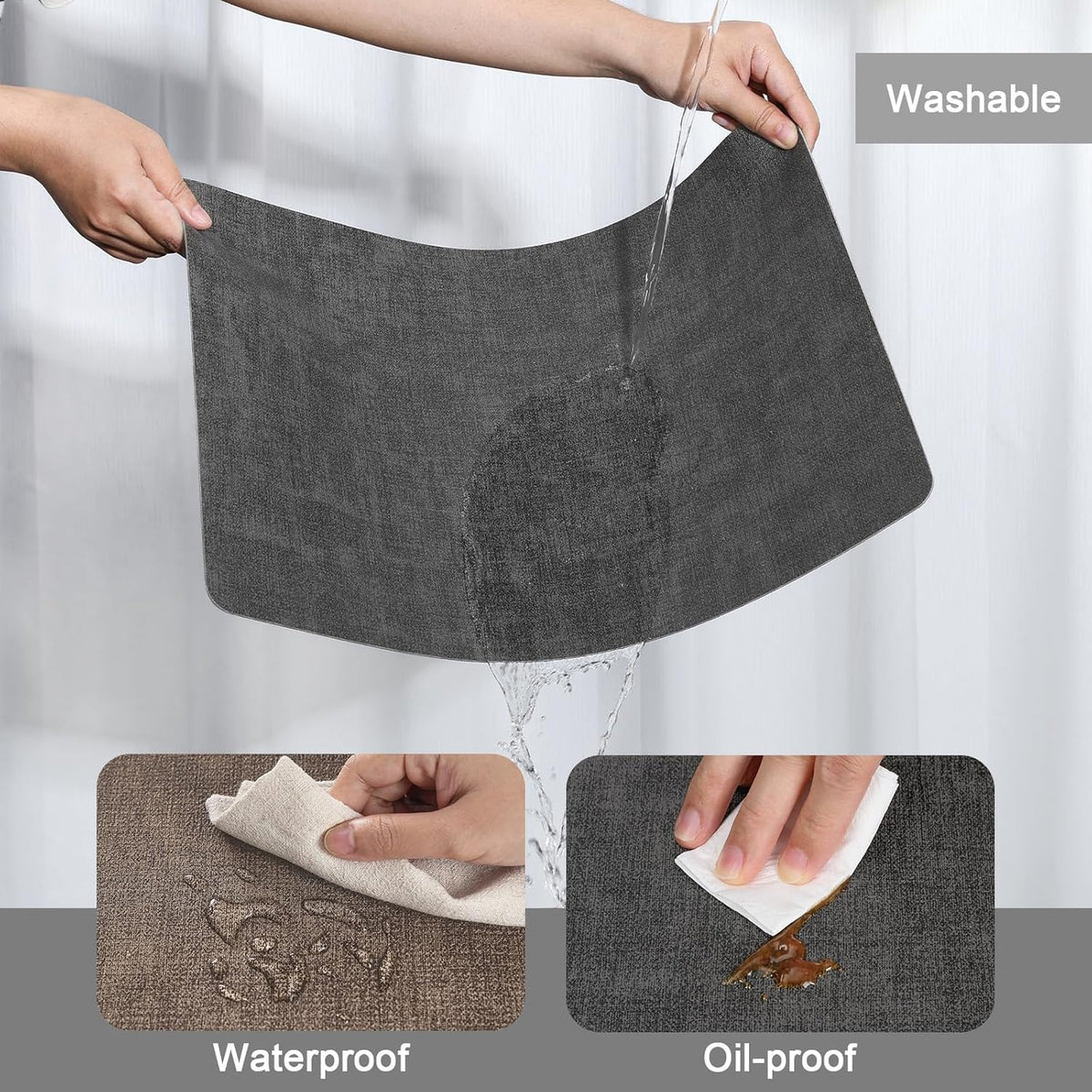 Myir JUN Placemats Dual Sided, Faux Leather Place Mats Set of 6 Indoor Placemat for Dining Table