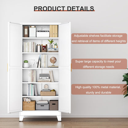 Kitchen Pantry Storage Cabinet with Doors and Adjustable Shelves, Metal ClosetMaid Food Pantry