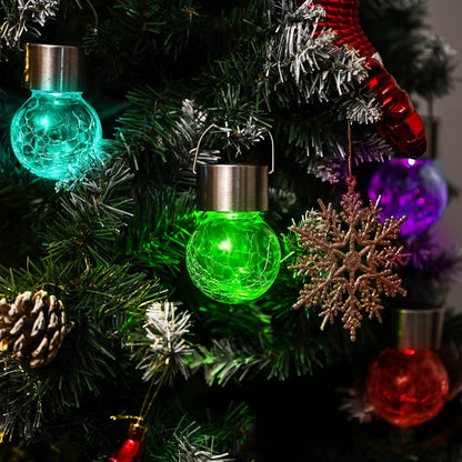 GIGALUMI 8 Pack Solar Hanging Lights, Christmas Decoration Lights with Multi-Color Changing Cracked