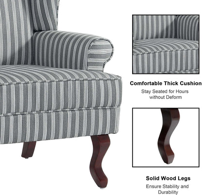Accent Chair, High Back Upholstered Armchair with High Resilience Sponge & Wood Legs, Mid-Century