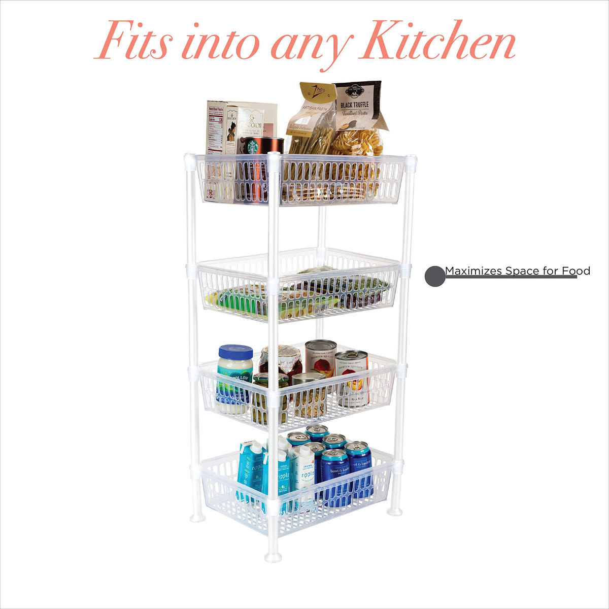 Kitchen Details 4 Tier Slim Basket Shelf Rack | Storage & Organizer | Kitchen | Bathroom | Laundry