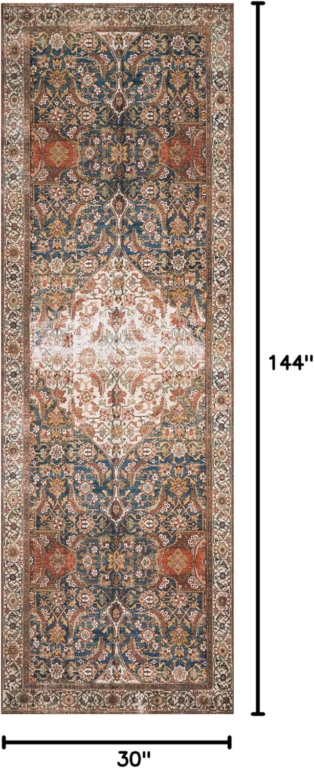 Loloi Layla Collection LAY-05 Ocean/Multi 2'-6" x 12'-0" .13" Thick Runner Rug, Soft, Durable
