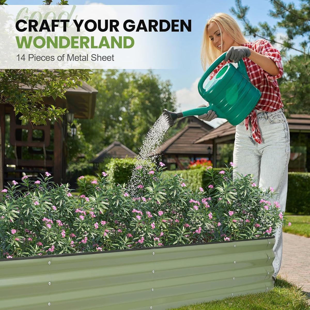 5-in-1 Adjustable Raised Garden Bed Kit | Galvanized Planter Boxes for Vegetables, Flowers | 12"
