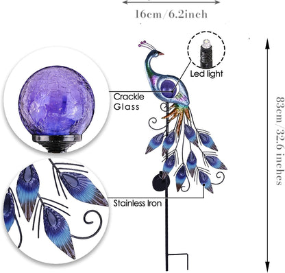 TERESA'S COLLECTIONS Solar Garden Lights Outdoor Garden Decor, Metal Peacock Decorations for Yard