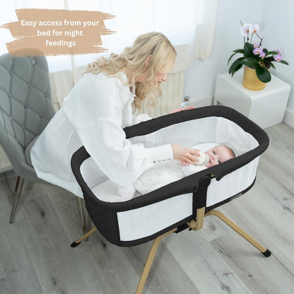 Baby Bassinet with Rocking/Gliding, Portable Bedside Sleeper for Baby with Foam Mattress, Baby