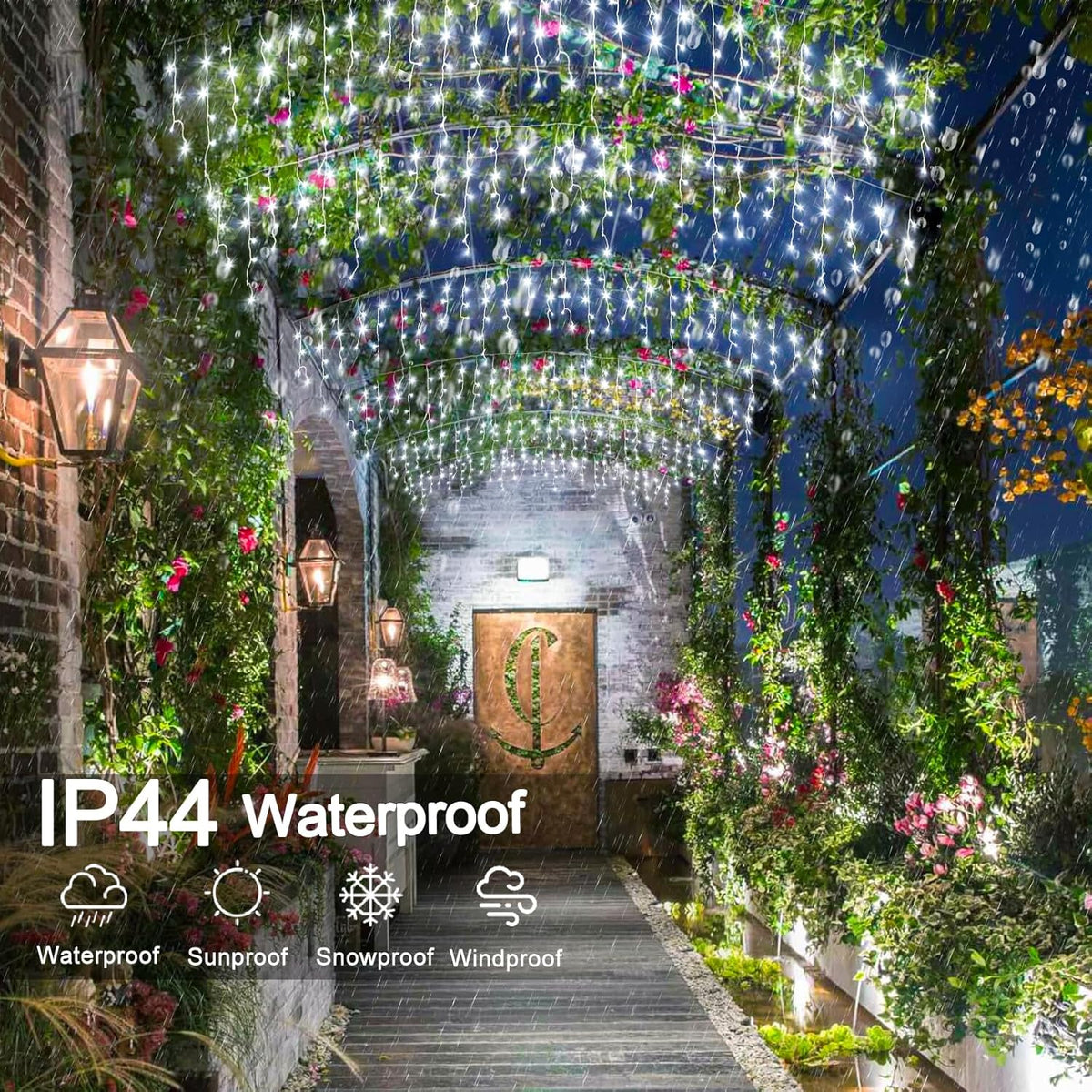White Christmas Lights Outdoor - 33ft 400 LED Icicle Lights for Outside House, Twinkle Outside