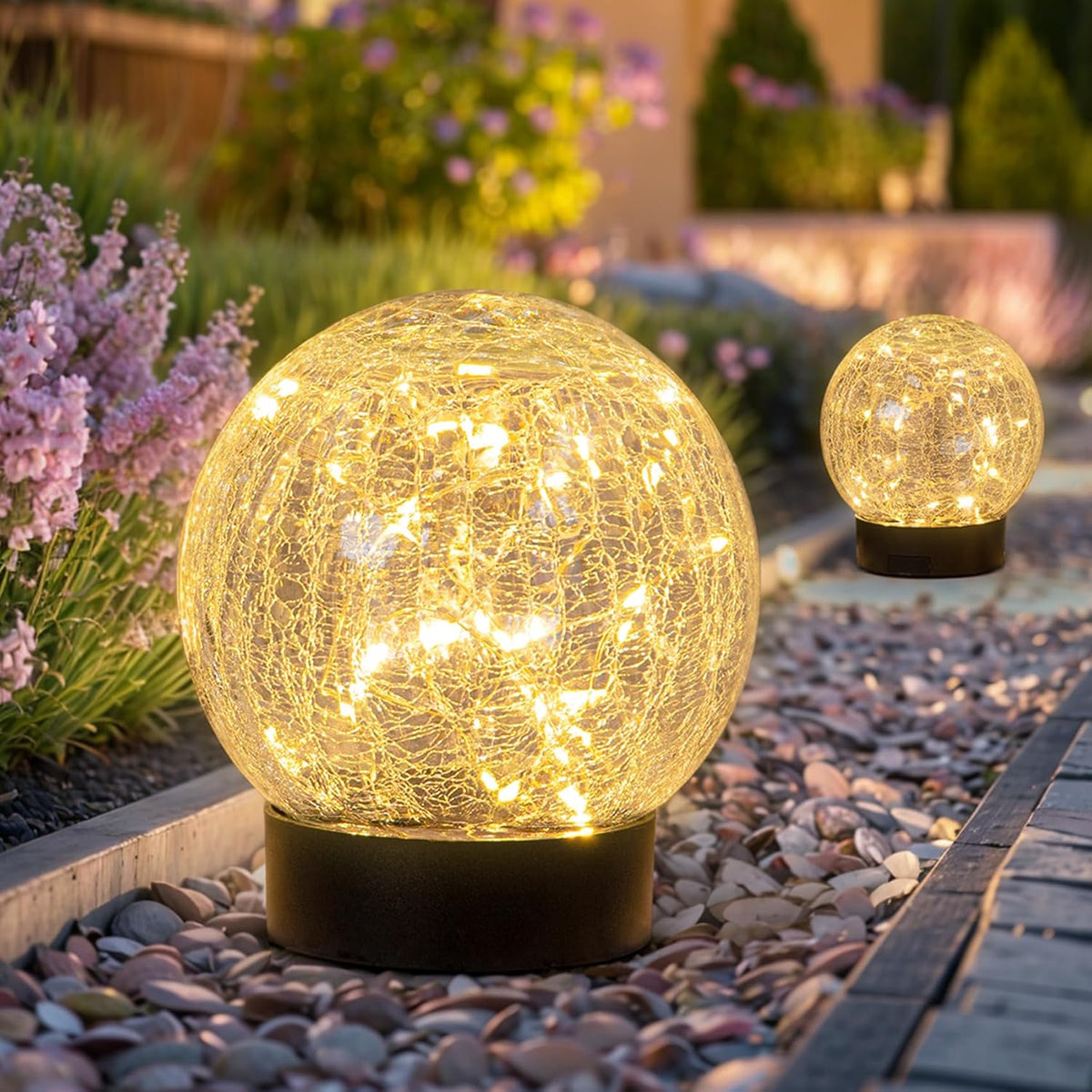 Beautyard Solar Globe Lights Outdoor Large Garden Decor USB Charged 4.72" Diameter 40LED 1000mAh