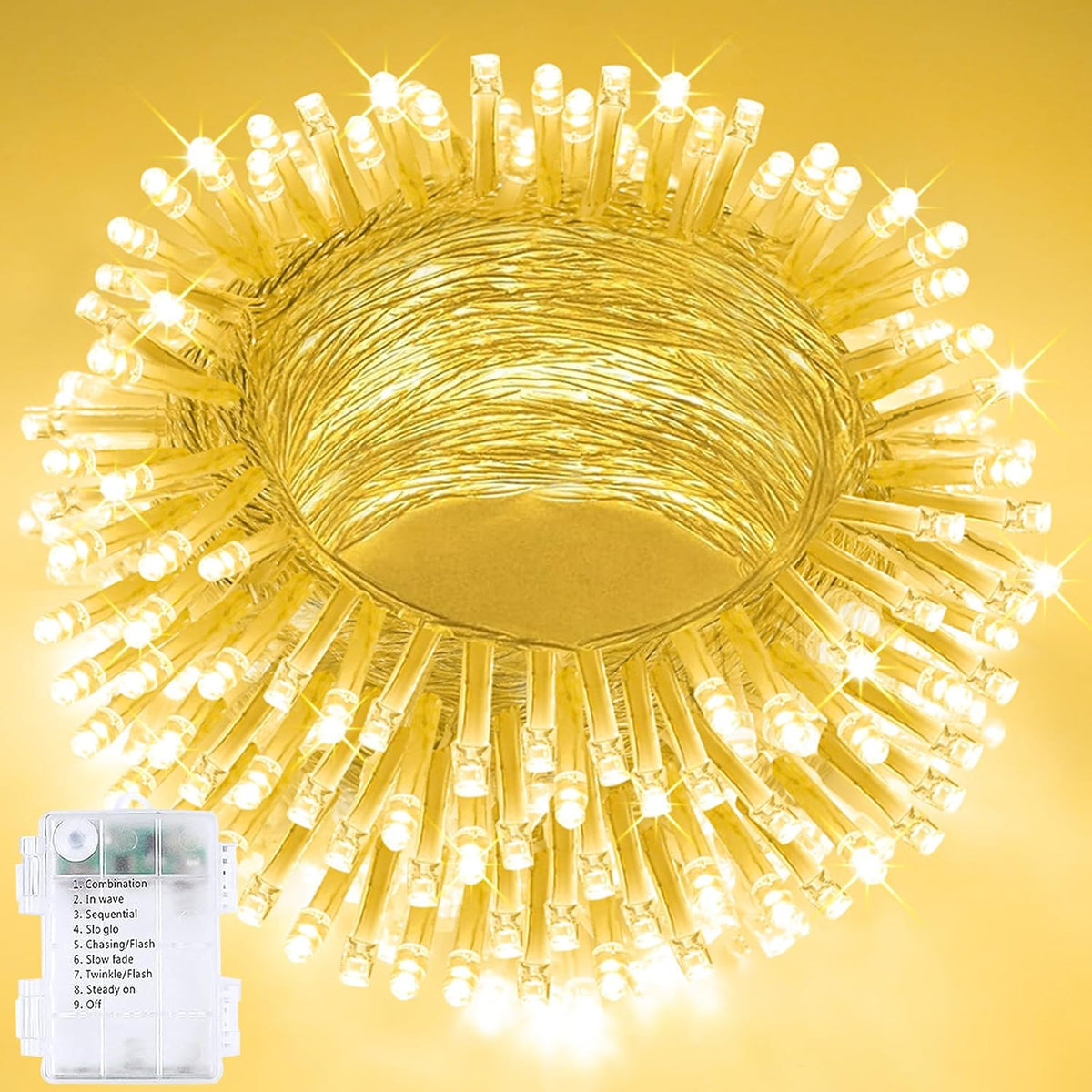 33FT 100LED String Lights Battery Operated with Timer, Waterproof Battery Powered Twinkle Lights, 8