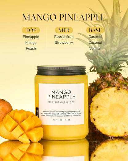M&SENSE Mango Pineapple Scented Candle, 19.4oz Non Toxic Natural Soy Wax 110 Hours Long Lasting