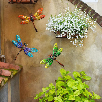 wotieuns Metal Dragonfly Wall Decoration, Garden Fence Outdoor Wall Art, Outdoor Wall Decoration