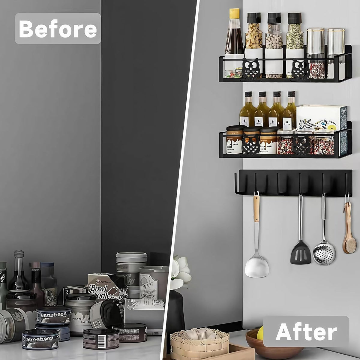 3 Pack Moveable No Drilling Heavy Magnet Spice Rack for Refrigerator Organizers and Storage,Space