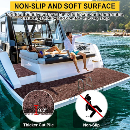 Marine Carpet, 6 FT x 10 FT Brown Indoor Outdoor Surface 0.2" Thick Boat Carpet with Water-Proof