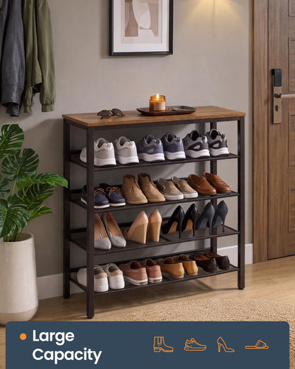 SONGMICS HOME 5 Tier Shoe Storage Organizer, Freestanding, Dense Mesh