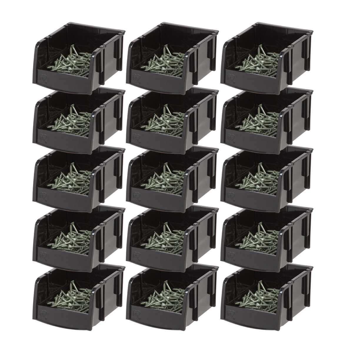IRIS USA 15-Pack, Extra Small Stackable Storage Bins, Black