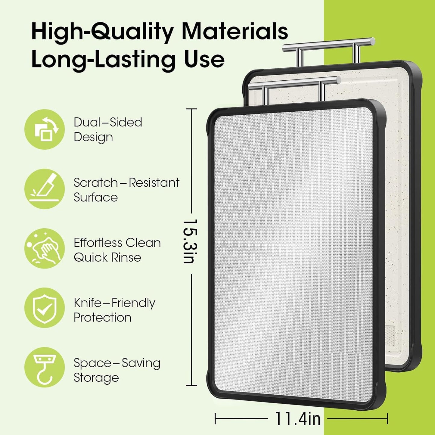 Dishwasher Safe 316 Stainless Steel Cutting Board for kitchen, Double-Sided Pure 316/Wheat Straw