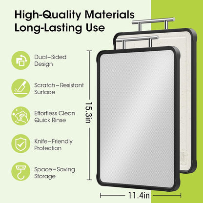 Dishwasher Safe 316 Stainless Steel Cutting Board for kitchen, Double-Sided Pure 316/Wheat Straw
