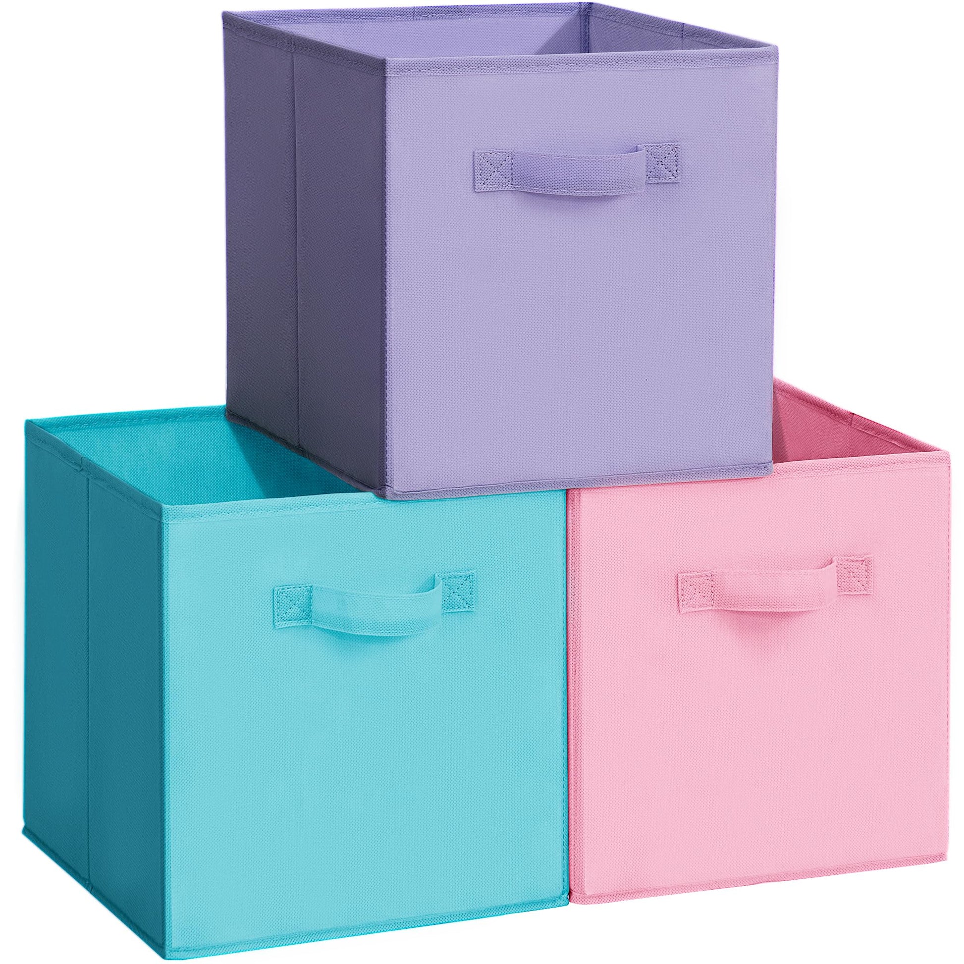 11x11 Storage Bins, Set of 3 Storage Cubes, Collapsible Cube Storage Box, Fabric Closet Organizers