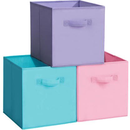 11x11 Storage Bins, Set of 3 Storage Cubes, Collapsible Cube Storage Box, Fabric Closet Organizers