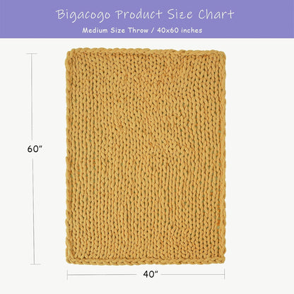 Bigacogo Chunky Knit Throw Blanket for Couch, 40x60 inches, 100% Hand Knitted with Thick Jumbo
