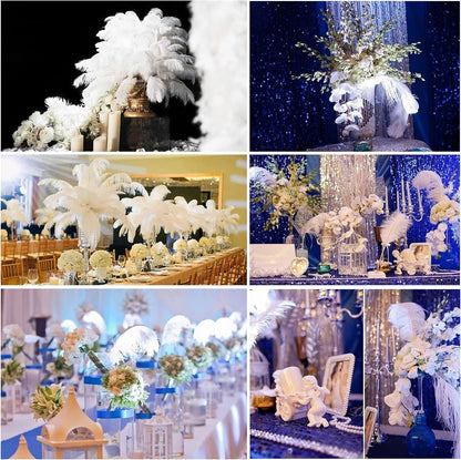 THARAHT Lavender Ostrich Feathers 12pcs Large Natural Bulk 16-18Inch 40cm-45cm for Wedding Party
