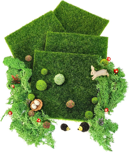 Miniature Garden Accessories, 36Pcs, 6in x 6in Fairy Artificial Grass, Fake Moss, Mini Fairy Garden