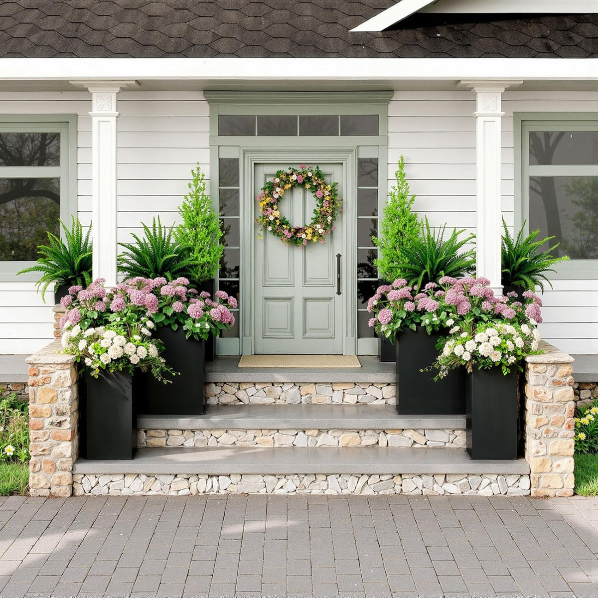 Planter Box Outdoor 38"W x 10.2"D x 30"H- Tall Rectangular Planters for Outdoor Patio/Porch