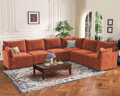 135.5" Oversized Modular Sectional Sofa, L Shaped Convertible Couch with Movable Ottoman, Large 6