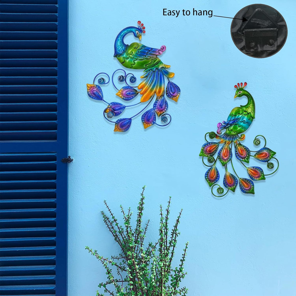 Yonivexis Metal Peacock Wall Art Decor Outdoor Hanging Decor Outdoor Sculpture 3D Metal Handmade