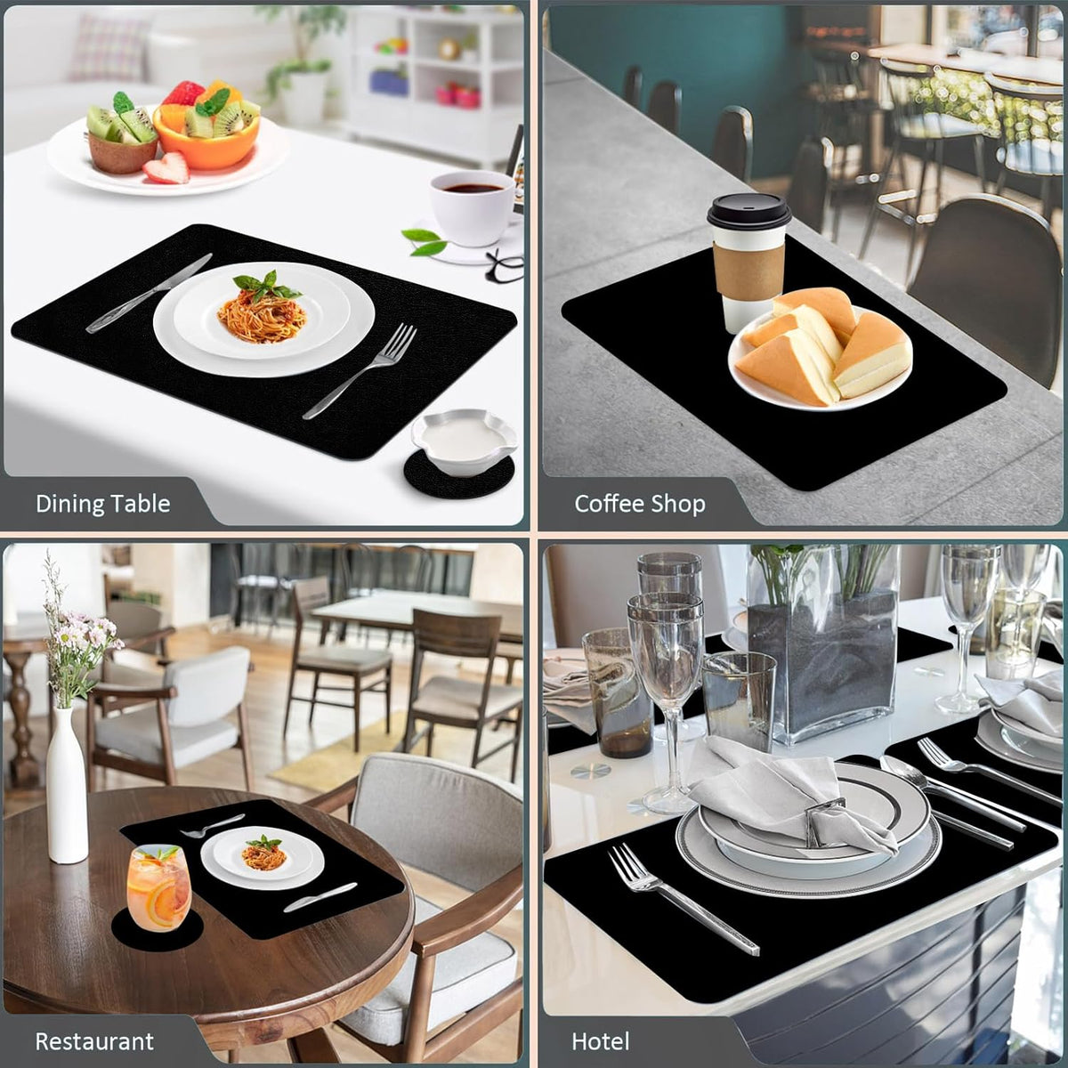 Faux Leather Placemats and Coasters Set of 6, Waterproof, Oil-Proof Wipeable, PVC Leather Place