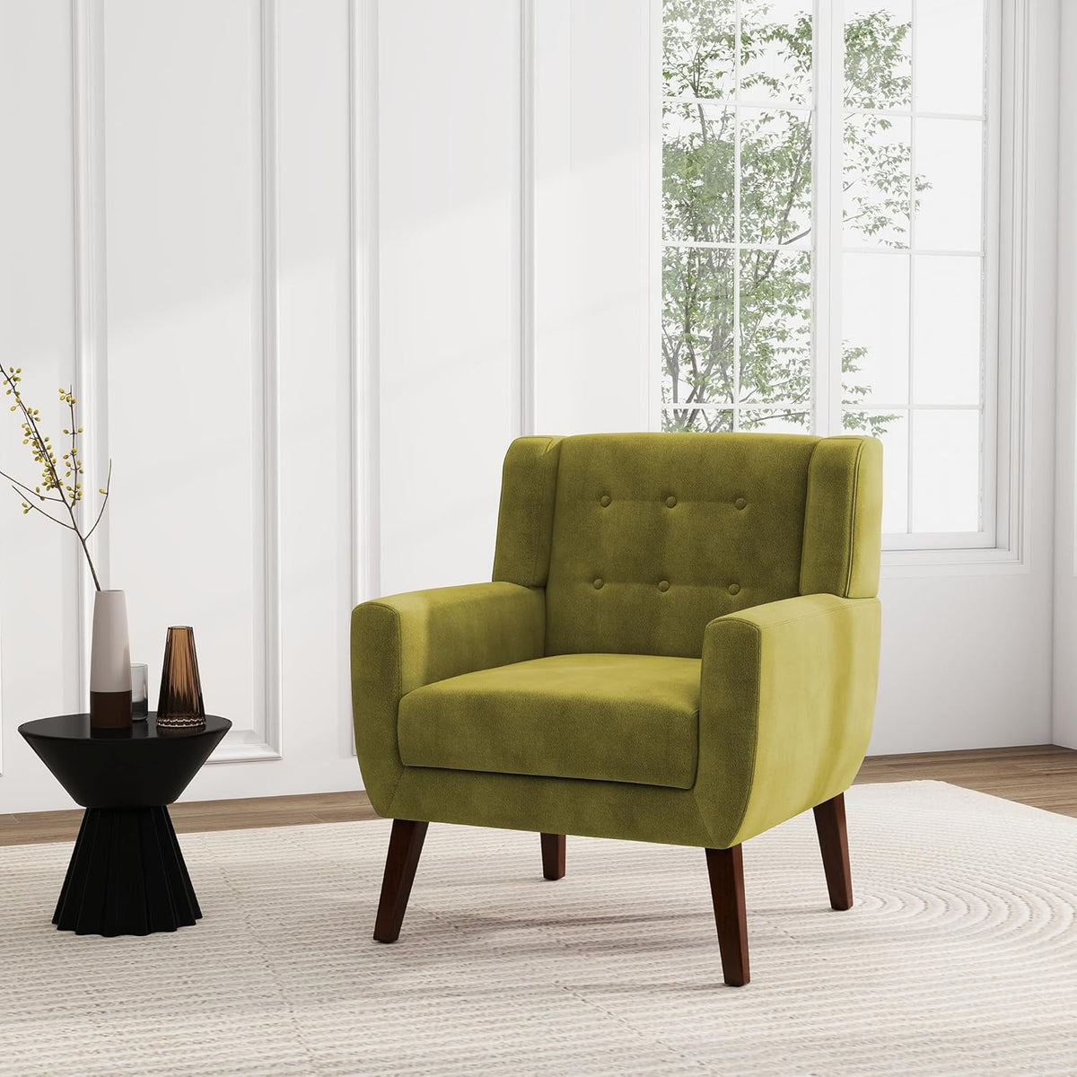 UIXE Accent Chair, Velvet Upholstered Armchair for Living Room, Modern Club Arm Chairs Comfy Single