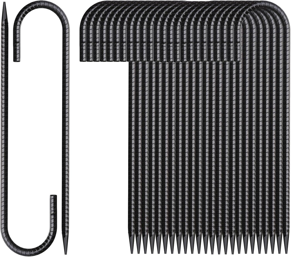 16 Inch Rebar Stakes J Hook 26 Pack Ground Stakes Heavy Duty Tent Stakes with Chisel Point End