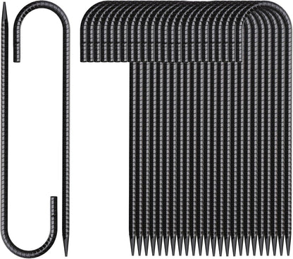 16 Inch Rebar Stakes J Hook 26 Pack Ground Stakes Heavy Duty Tent Stakes with Chisel Point End