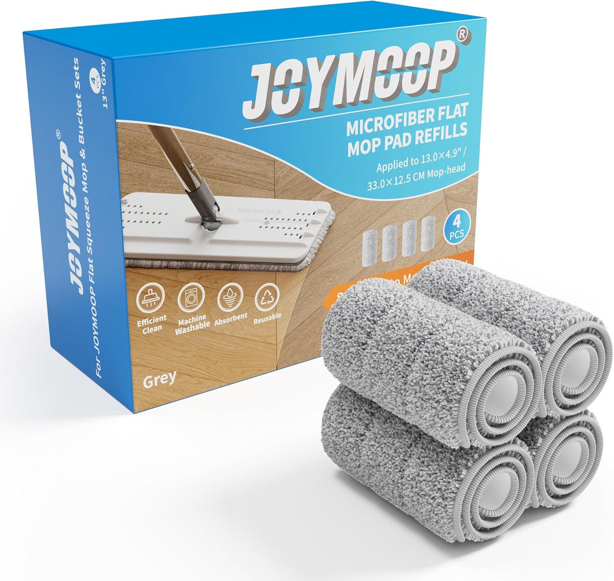JOYMOOP Flat Mop Pads, Microfiber Mop Cleaning Pads, Washable Pads, Pads Replacement for Flat Mop