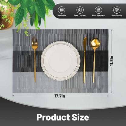 Placemats Set of 8，Non-Slip PVC Weave Table Mats Easy to Clean，Heat Resistant Place Mats for