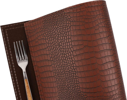 Set of 8 Faux Leather Placemats, PU Table Mats, Waterproof, Stain Resistant, Heat Resistant