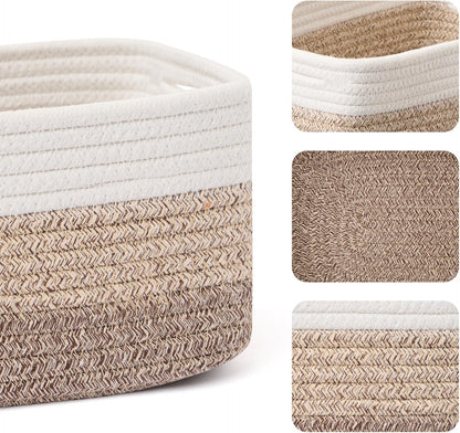 Small Storage Baskets for Organizing | Closet Organizer Bins | Shelf Toy Basket | Woven Rope